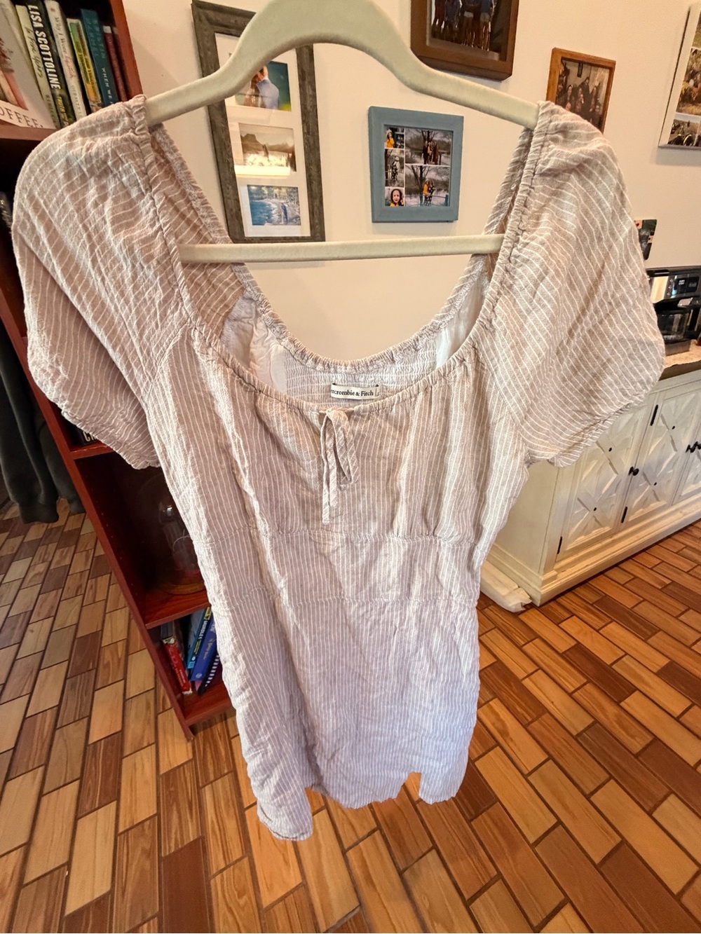 Abercrombie & Fitch Light Pink Striped Peasant Tunic